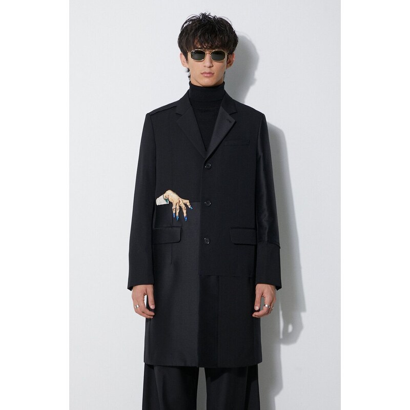 Палто с вълна Undercover Coat в черно преходен модел UC2C4314