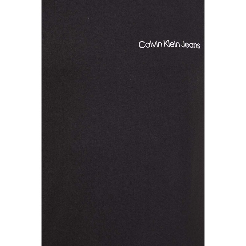Памучна тениска Calvin Klein Jeans в черно с принт J30J324671