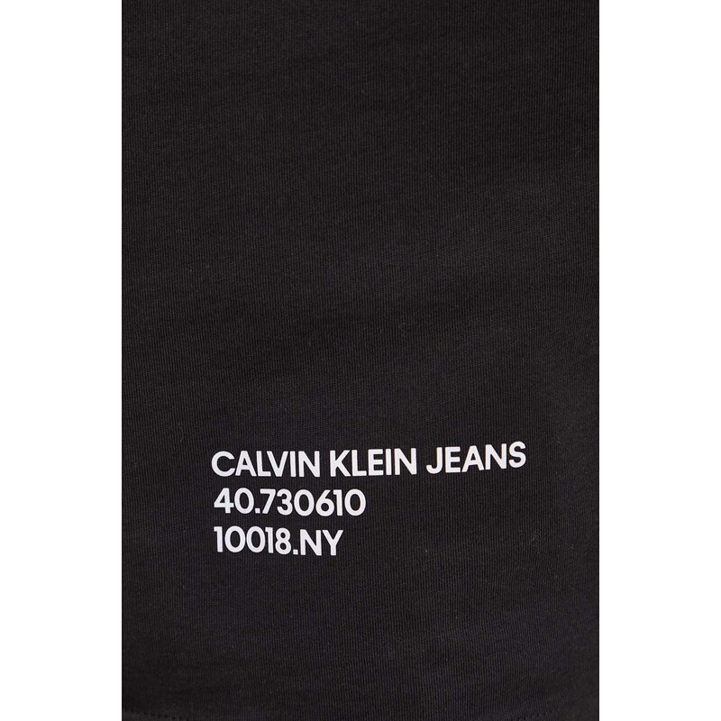 Памучна тениска Calvin Klein Jeans в черно с принт J30J325065