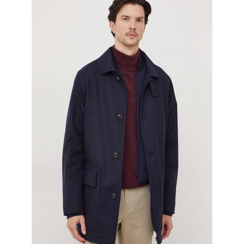 Вълнено палто Polo Ralph Lauren в тъмносиньо преходен модел