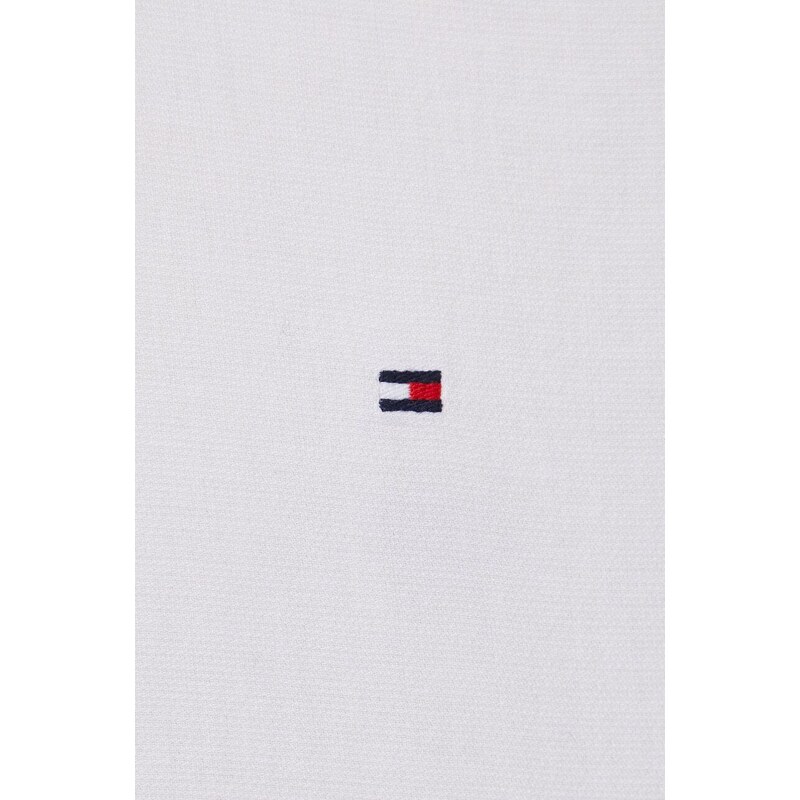 Памучна риза Tommy Hilfiger мъжка в бяло с кройка по тялото яка копче MW0MW33782