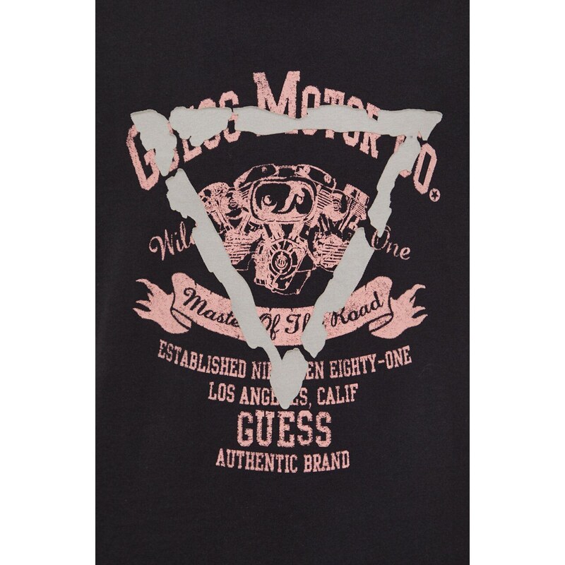 Памучна тениска Guess в черно с принт M4RI20 K8FQ4