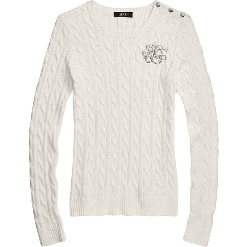 RALPH LAUREN Плетено Gassed Cotton-Sweater 200925325004 white