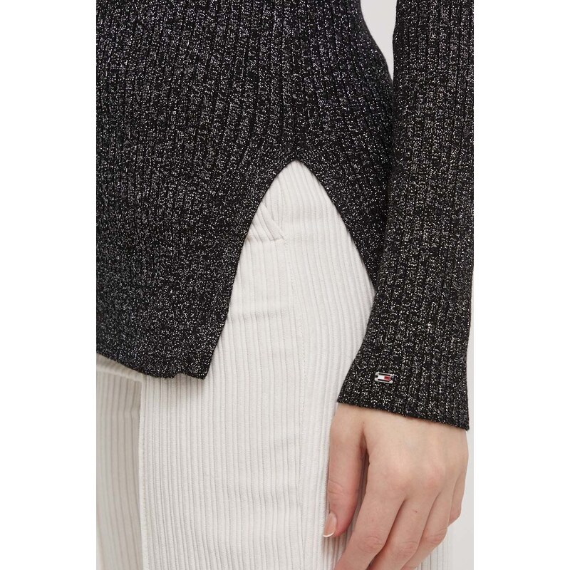 Пуловер Tommy Hilfiger дамски в черно от лека материя