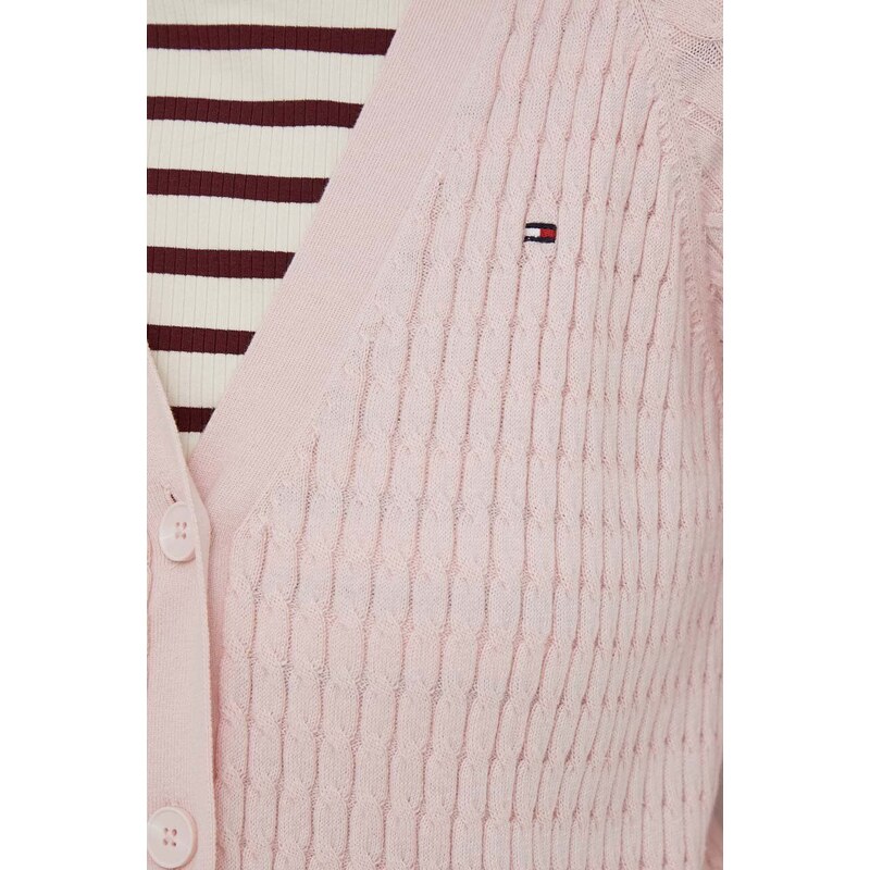Памучна жилетка Tommy Hilfiger в розово от лека материя WW0WW40673