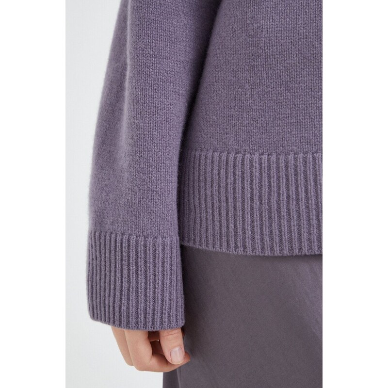 Samsoe Samsoe Вълнен пуловер Samsoe KEIKS дамски в лилаво от топла материя с ниско поло F23400132