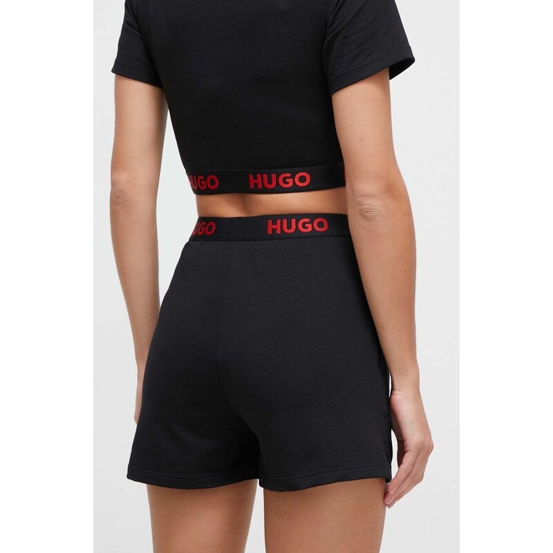 Късо долнище на пижама HUGO дамско в черно 50490600