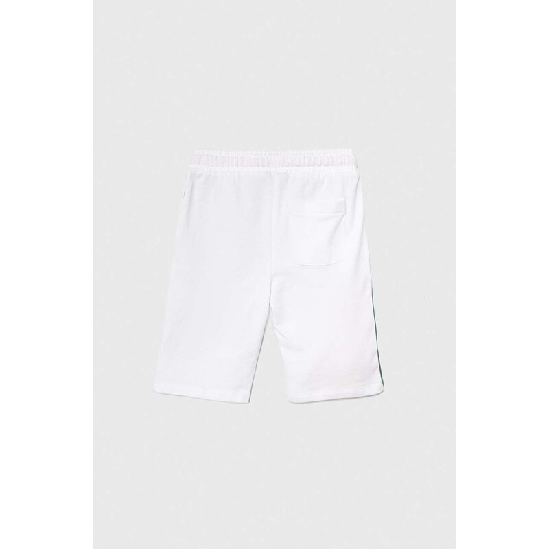 Детски памучен къс панталон Guess в бяло с регулируема талия