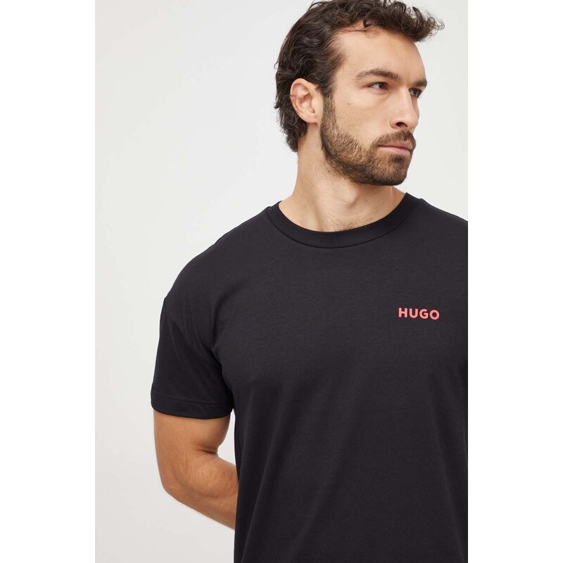 Домашна тениска HUGO в черно с принт 50510472