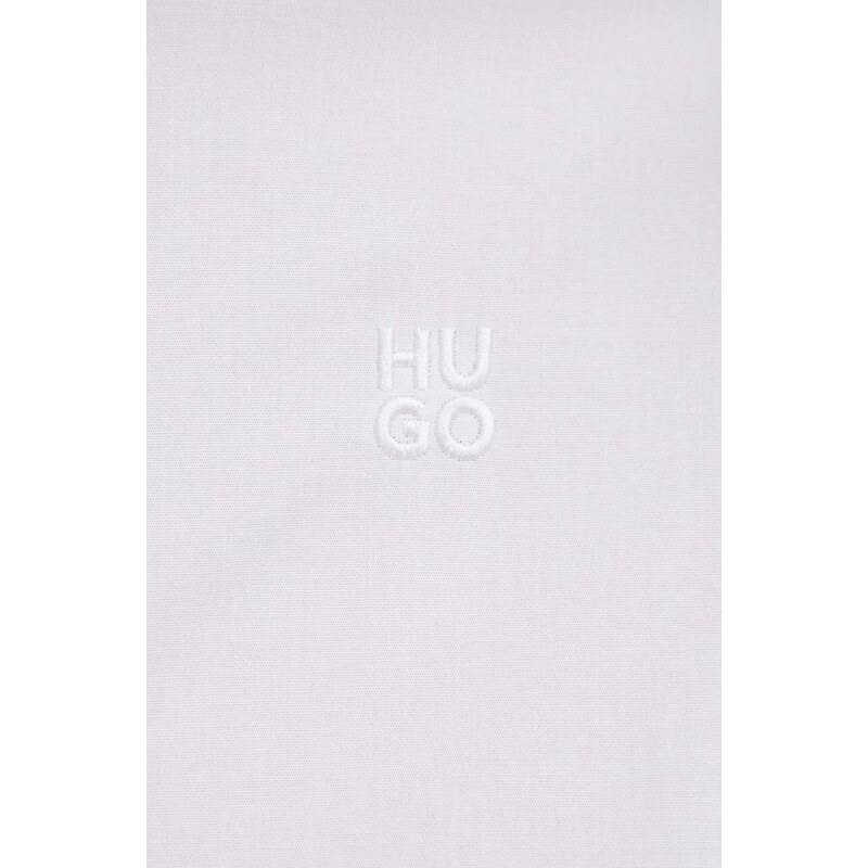 Риза HUGO дамска в бяло със стандартна кройка с класическа яка 50508203