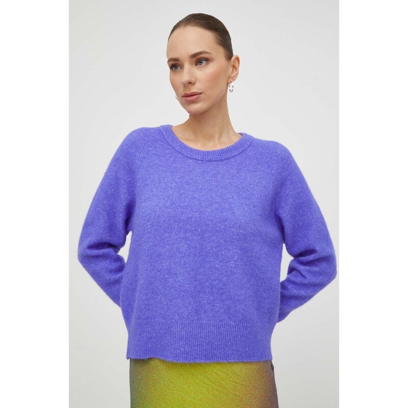 Samsoe Samsoe Вълнен пуловер Samsoe NOR дамски в лилаво от лека материя F00022152