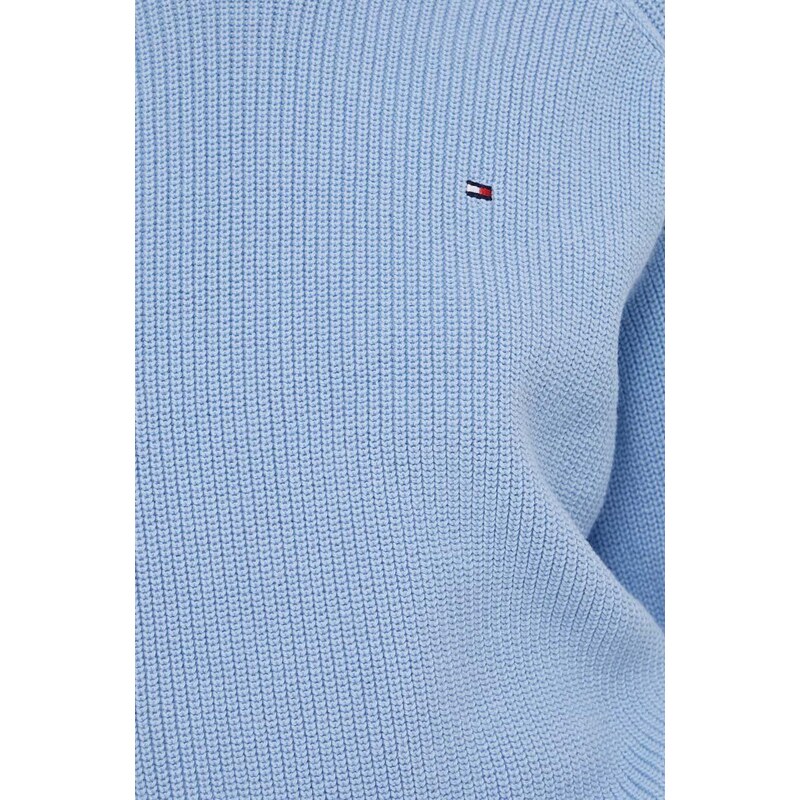 Памучен пуловер Tommy Hilfiger в синьо от топла материя WW0WW40751