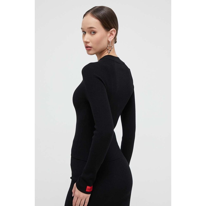 Пуловер HUGO дамски в черно от лека материя 50508993