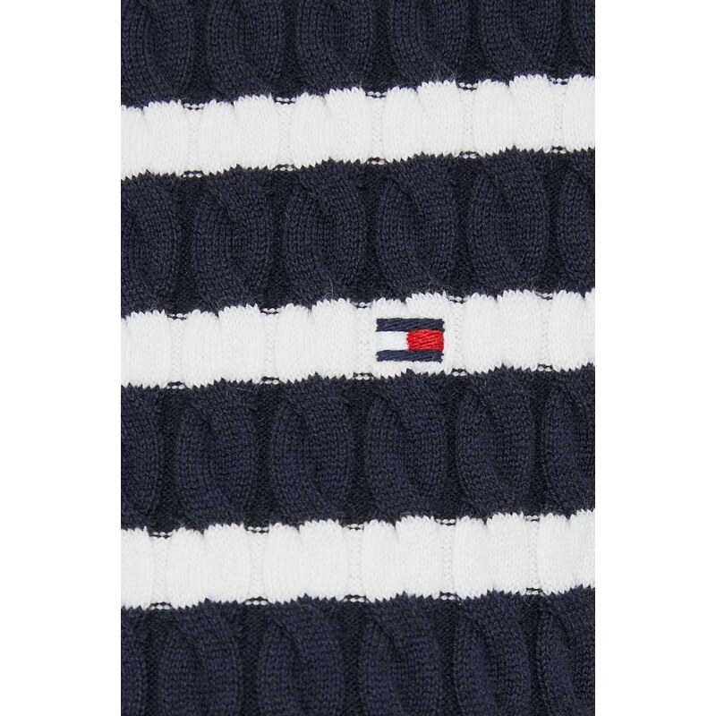 Пуловер Tommy Hilfiger дамски в тъмносиньо от лека материя с поло WW0WW40678