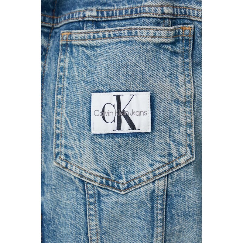 Дънково яке Calvin Klein Jeans в тъмносиньо преходен модел J30J324569