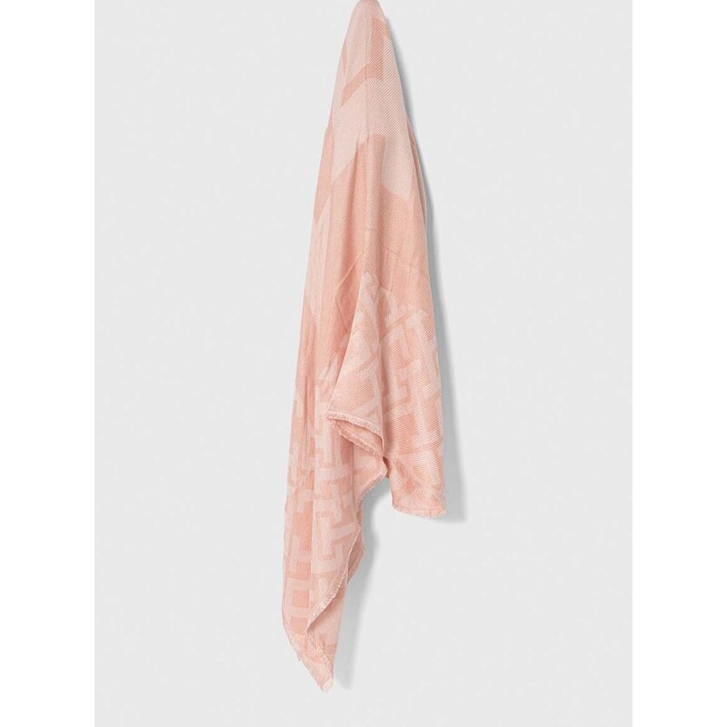 Тънък шал Tommy Hilfiger в розово с изчистен дизайн AW0AW15790