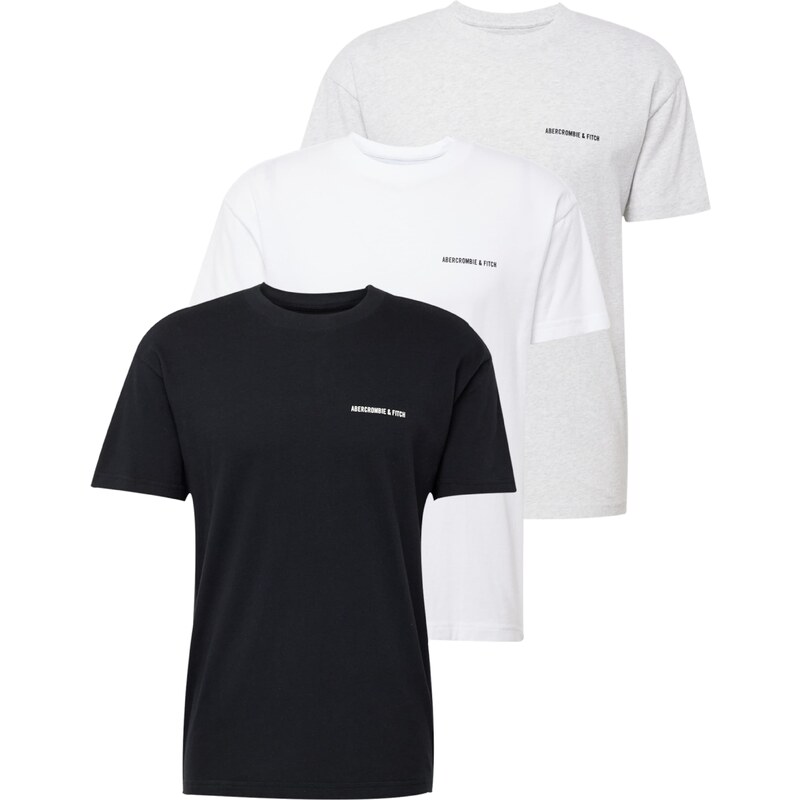 Abercrombie & Fitch Тениска сив меланж / черно / бяло