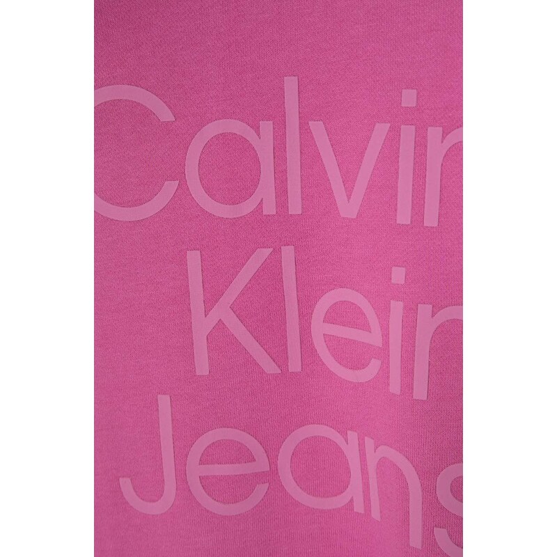 Детска памучна рокля Calvin Klein Jeans в розово къса със стандартна кройка