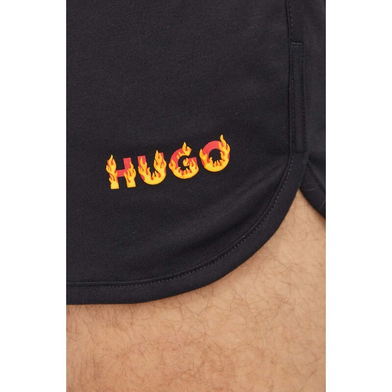 Памучна пижама HUGO в черно с принт 50510465