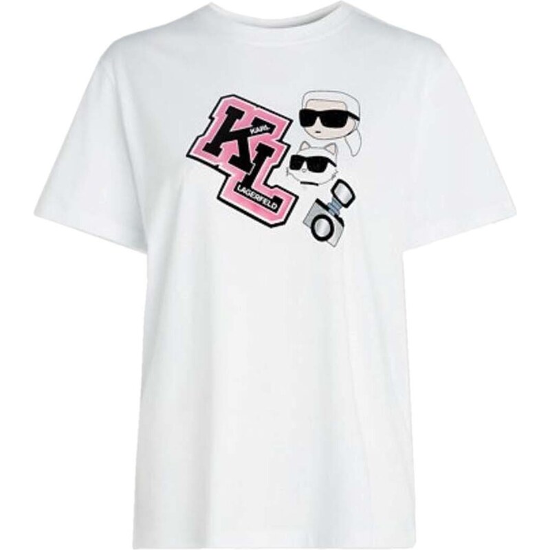 KARL LAGERFELD T-Shirt Oversized Ikonik Varsity Tee 240W1727 100 white