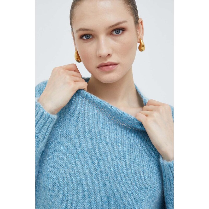 Пуловер с вълна Weekend Max Mara дамски в синьо 2415361091600