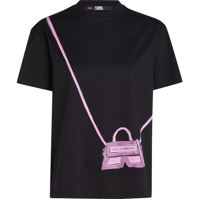 Karl Lagerfeld Тениска 'Ikon' орхидея / розово / черно