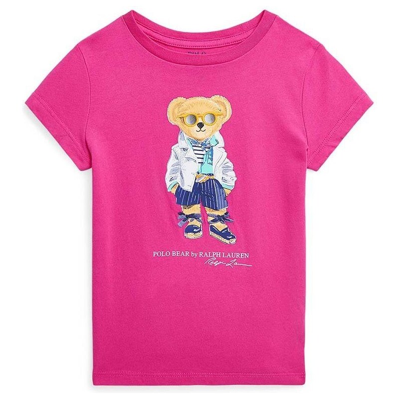Детска памучна тениска Polo Ralph Lauren в розово