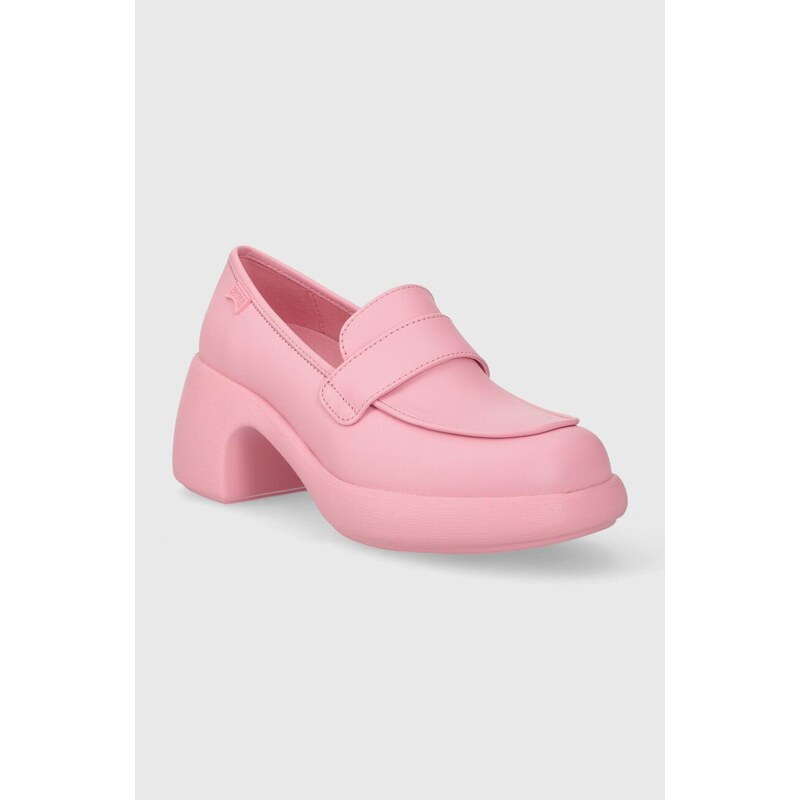 Кожени обувки с дебел ток Camper Thelma в розово с дебел ток K201292.018