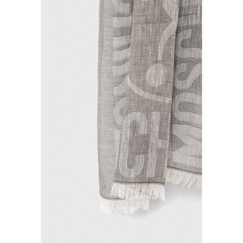 Ленен шал Moschino в сиво с десен M5773 50225