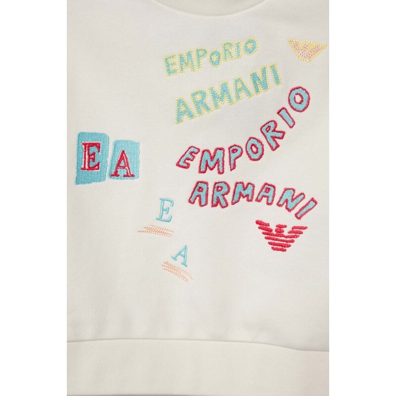 Детски суичър Emporio Armani в бяло с апликация