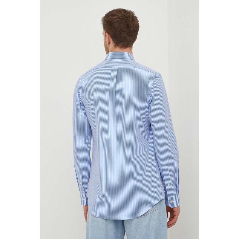 Риза Polo Ralph Lauren мъжка в синьо с кройка по тялото яка копче 710929344