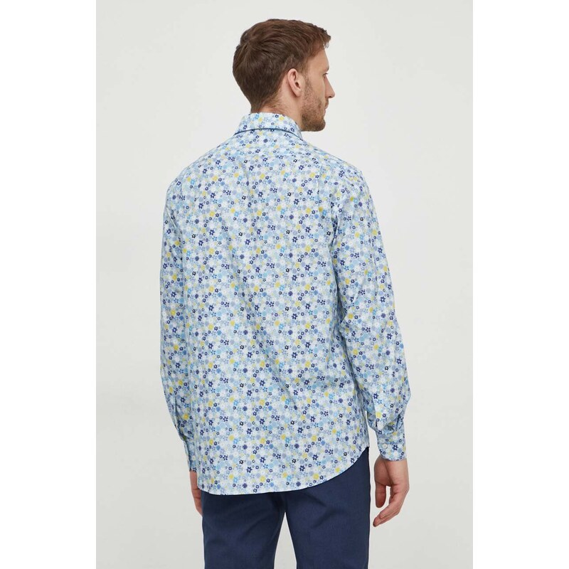 Памучна риза Paul&Shark мъжка в синьо със стандартна кройка с италианска яка 24413011CF