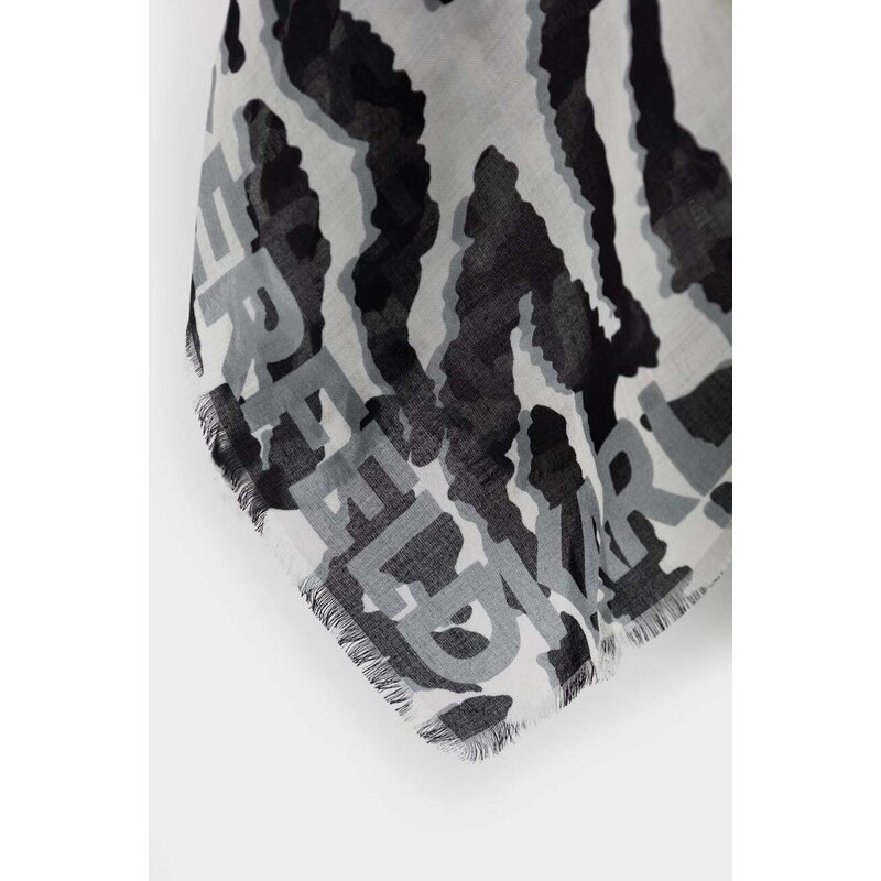 Копринен тънък шал Karl Lagerfeld в черно с десен