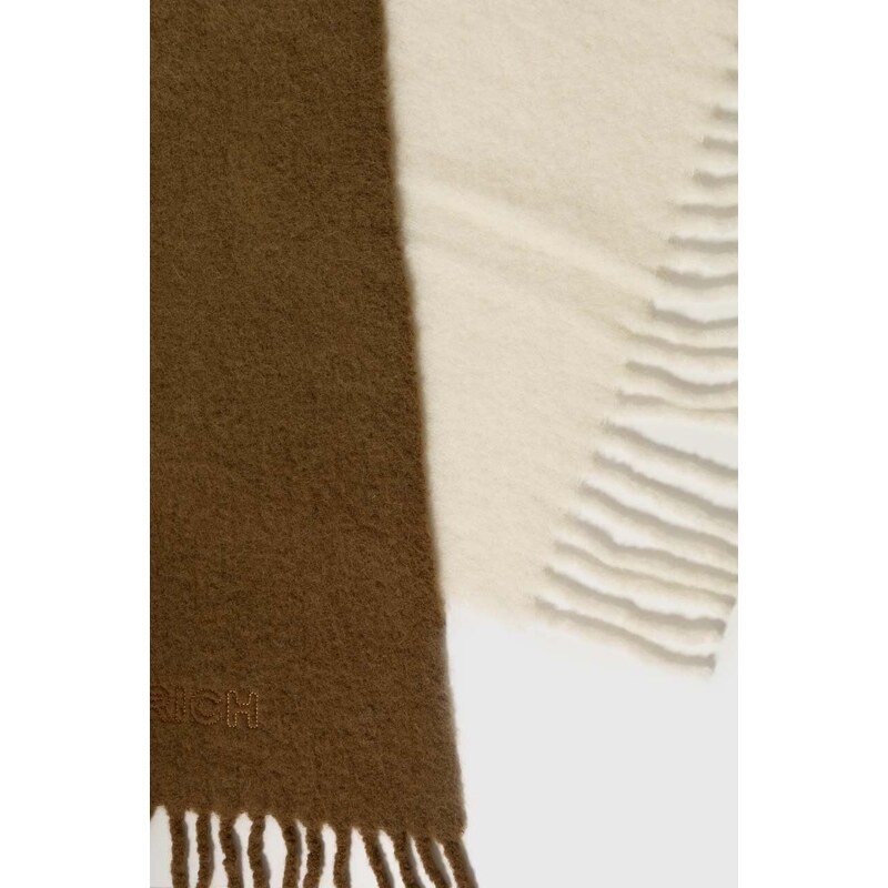 Вълнен шал Woolrich Alpaca Wool Ombre Scarf в кафяво с десен CFWWAC0174FRUT3552