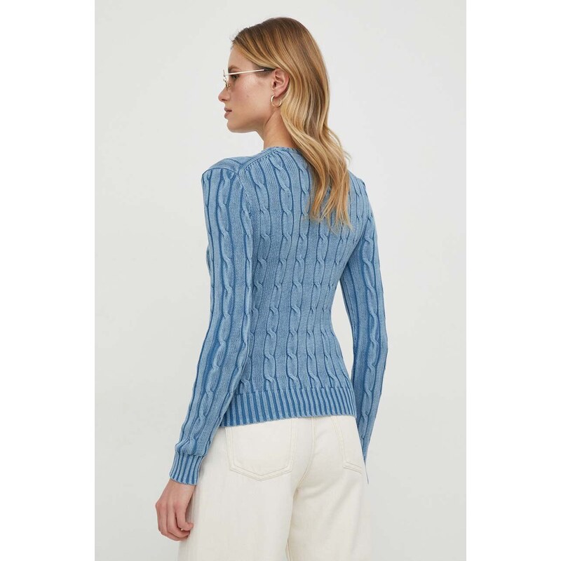 Памучен пуловер Polo Ralph Lauren в синьо 211924451