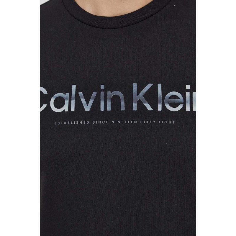 Памучна тениска Calvin Klein в черно с принт K10K112497