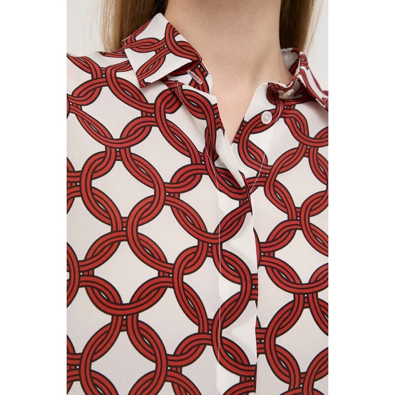 Копринена риза Marella в бежово със стандартна кройка с класическа яка 2413111081200