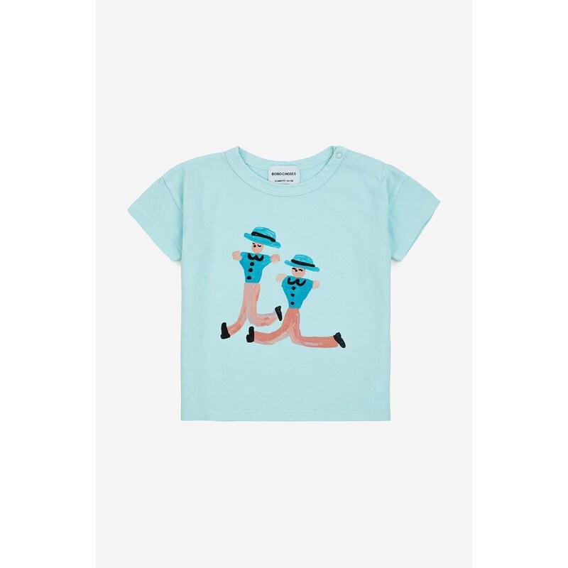 Бебешка памучна тениска Bobo Choses в синьо с принт