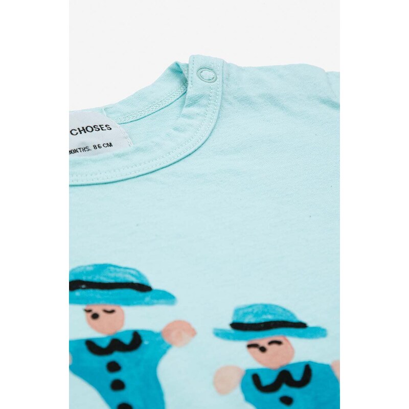 Бебешка памучна тениска Bobo Choses в синьо с принт