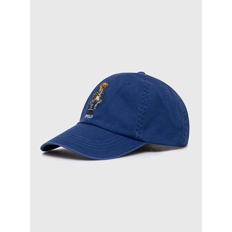 Памучна шапка с козирка Polo Ralph Lauren в синьо с апликация 710706538