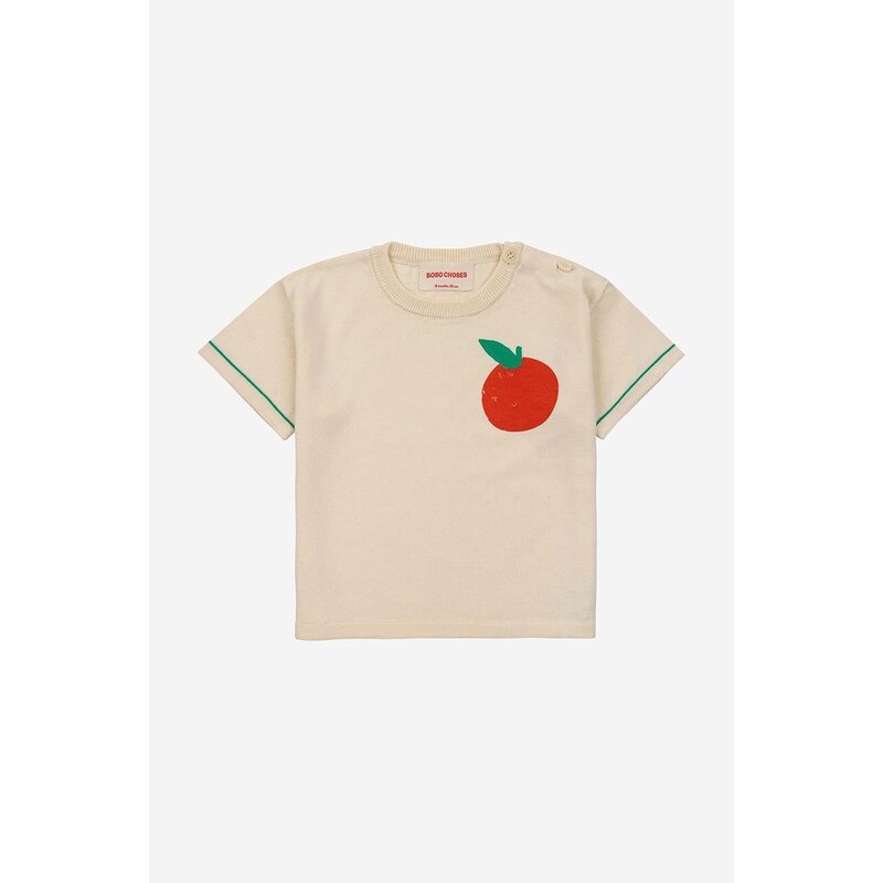Бебешка памучна тениска Bobo Choses в бежово с принт