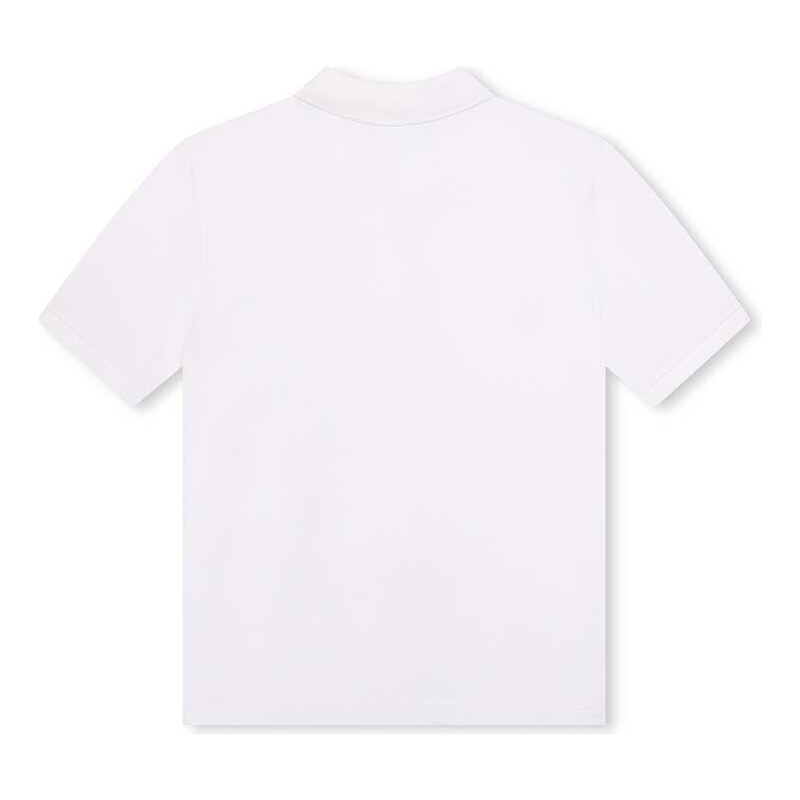 Детска памучна тениска с яка BOSS в бяло с принт