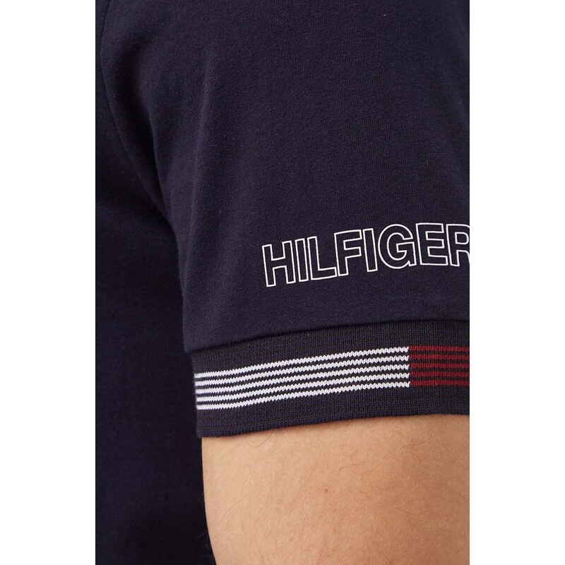 Памучна тениска Tommy Hilfiger в тъмносиньо с принт MW0MW34430