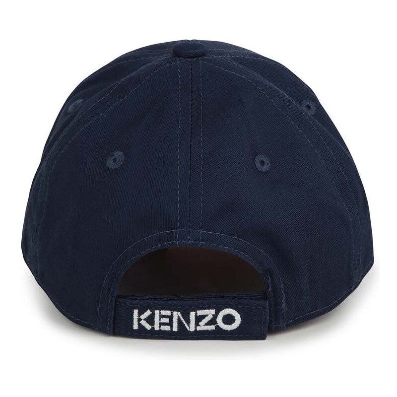 Детска памучна шапка с козирка Kenzo Kids в синьо с апликация