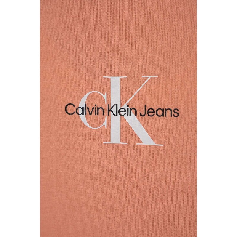 Детска памучна тениска Calvin Klein Jeans в оранжево
