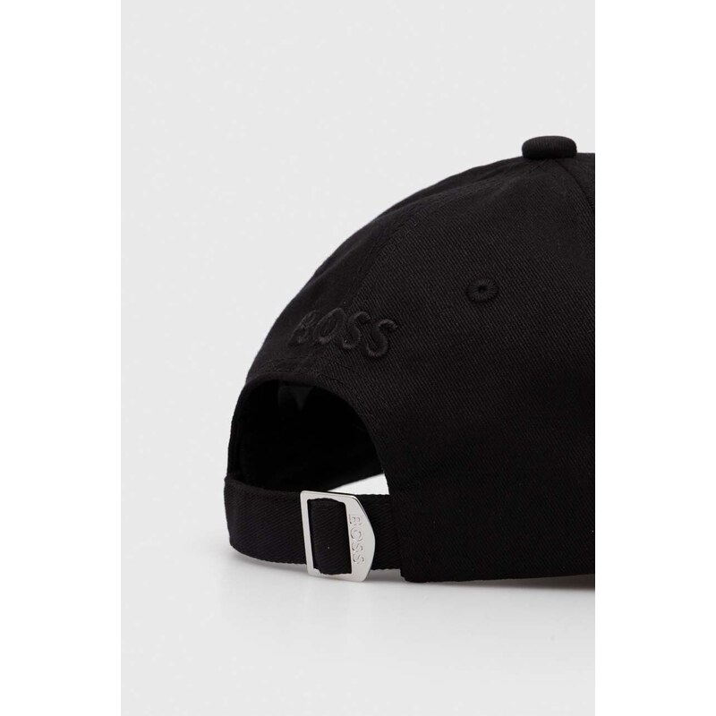 Памучна шапка с козирка BOSS в черно с изчистен дизайн 50495128