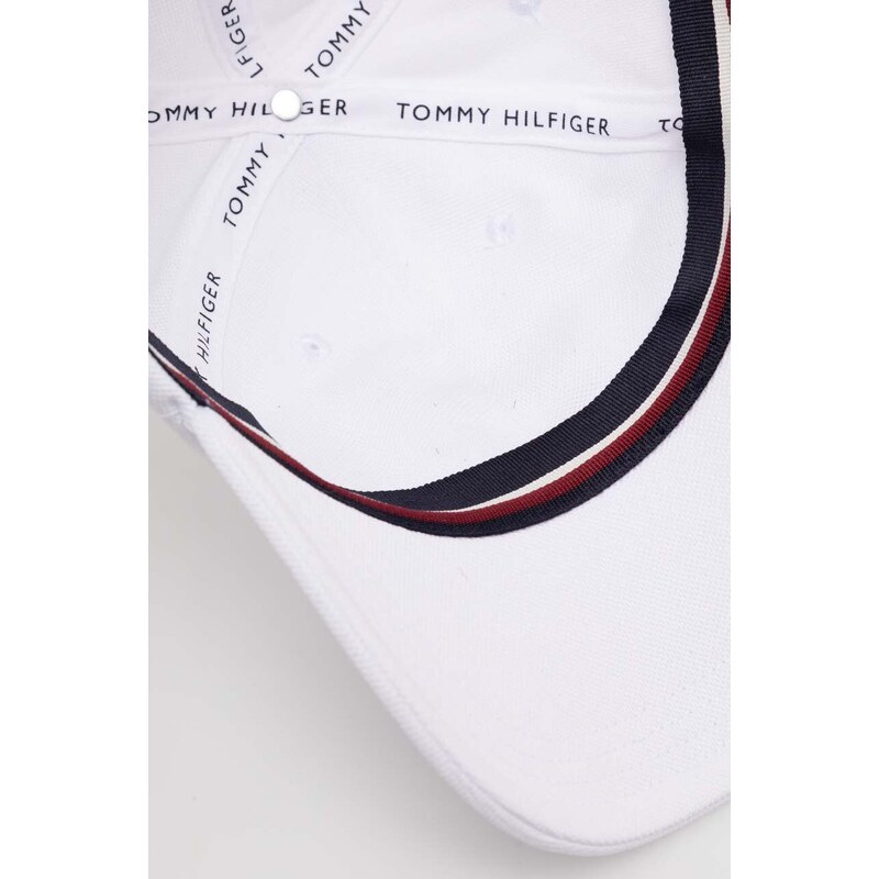Шапка с козирка Tommy Hilfiger в бяло с изчистен дизайн AM0AM12150