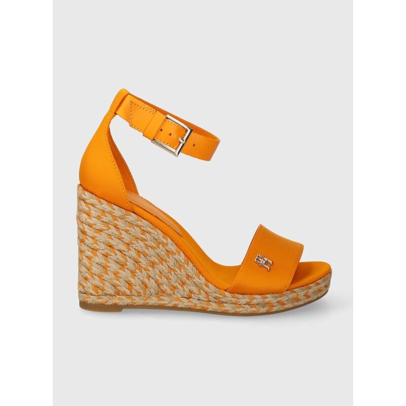 Сандали Tommy Hilfiger COLORFUL HIGH WEDGE SATIN SANDAL в жълто ...