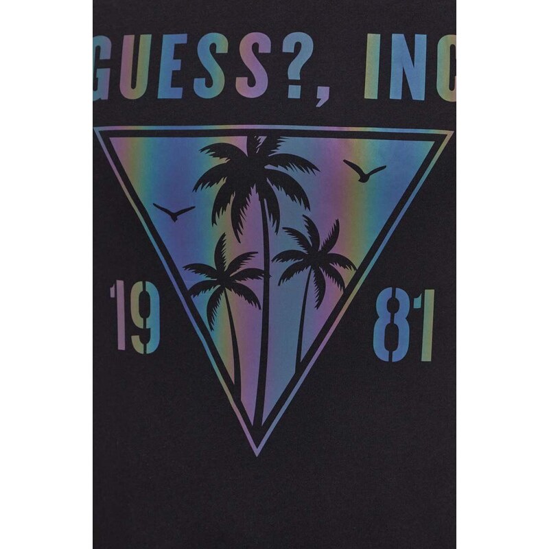 Памучна тениска Guess IRIDESCENT в черно с принт M4GI47 K9RM1