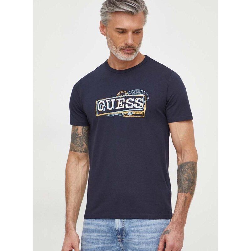Тениска Guess в тъмносиньо с принт M4GI26 J1314